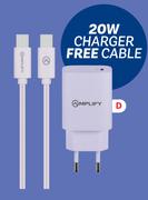 Amplify 20W Type C Charger + C To C Cable