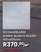 1Ecomarbla 600 Markel Blanco Glazed 600 x 600mm-Per M²