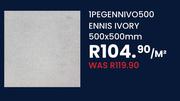 Ennis Ivory 500 x 500mm 1PEGENNIVO500-Per Sqm