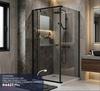 Shower Door Pivot & Panel Semi Frameless Black Corner Entry L900mm x W900mm x H1900mm 1TATSPE900B