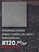 Ennis Charcoal Matt 500 x 500mm 1PEGENNCHA500-Per Sqm