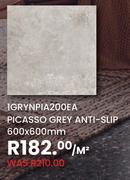 Picasso Grey Anti Slip 600 x 600mm 1GRYNPIA200EA-Per Sqm