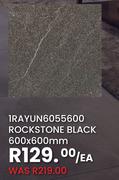 Rockstone Black 600 x 600mm 1RAYUN6055600-Each