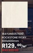 Rockstone Ivory 600 x 600mm 1RAYUN6057600-Per Sqm