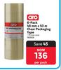 Aro 6 Pack 48mm x 50m Clear Packaging Tape 96598