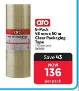 Aro 6 Pack 48mm x 50m Clear Packaging Tape 96598