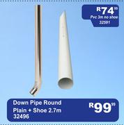 Down Pipe (Round) Plain + Shoe 2.7m 32496