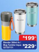 Decakila Blender 300ml 4V/Mug Tumbler Aqua 52725/7/31