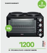 Univa 2 Plate + 30Ltr Oven UMK30B 21-576