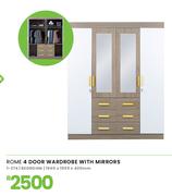 Rome Bedroom 4 Door Wardrobe With Mirrors 1940 x 1595 x 420mm 1-274