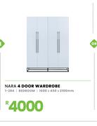 Nara Bedroom 4 Door Wardrobe 1600 x 450 x 2100mm 1-284