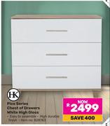 HK Pico Series Chest Of Drawers White High Gloss 828783
