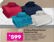 Always Home 3 Piece Ribbed Flannel Comforter Set 830223/830304/830222/830305