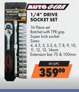 Auto Gear 1/4" Drive Socket Set 16 Piece Set SK16PC