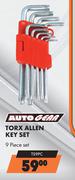 Auto Gear Torx Allen Key Set 9 Piece Set TS9PC