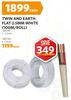 Twin And Earth Flat 1.5mm White Wire-100m Roll