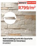Wall Cladding Earth Mix Quartzite 150 x 600mm (0.72 Sqm/Box) 81488907-Per Sqm