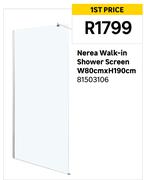 Nerea Walk In Shower Screen W80cm x H190cm 81503106