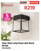 Inspire Solar Wall Lamp Plastic IP54 Black Kerida 81498218