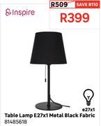 Inspire Table Lamp E27 x 1 Metal Black Fabric 81485618