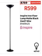 Inspire Iron Floor Lamp Matte Black 2 x E27 60W 81469425