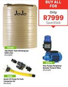Jojo Water Tank5250Ltr+Quick-Fit Pump-To-Tank Connector Kit+Max Pumps Peripheral Booster Pump-For Al