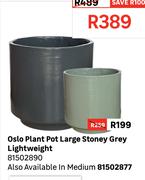 Oslo Plant Pot Large Stoney Grey Lightweight 81502890