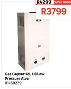 Gas Geyser 12Ltr Hi/Low Pressure Alva 81458239