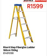 Rise 6 Step Fiberglss Ladder 180cm 81491098-150kg