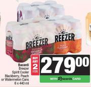 Bacardi Breezer Spirit Cooler Blackberry, Peach Or Watermelon Cans-For Any 2 x 6x440ml