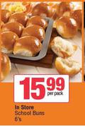 In Store School Buns-6s Per Pack