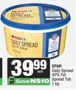 Spar Daily Spread 40% Fat Spread Tub-1kg