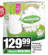Twinsaver Luxury 2 Ply Toilet Rolls 350 Sheets-18s Per Pack