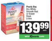 Pearly Bay Dry White, Smooth Red Or Sweet Rose-3Ltr Each