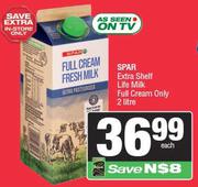 Spar Extra Shelf Life Milk Full Cream Only-2Ltr