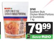 Spar Southern Style Chicken Mixed Portions Or Drumsticks-1Kg Each