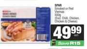 Spar Smoked Or Red Viennas-500g Each