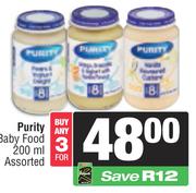 Purity Baby Food Assorted-For Any 3 x 200ml