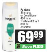 Pantene Shampoo Or Conditioner 400ml or Treatment 3 In 1 360ml Assorted-Each
