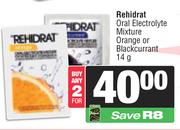 Rehidrat Oral Electrolyte Mixture (Orange Or Blackcurrant)-For Any 2 x 14g