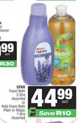 Spar Foam Bath 2Ltr Or Kids Foam bath (Plain Or magic) Assorted 1Ltr-Each