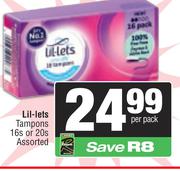 Lil-Lets Tampons 16's/20's Pack Assorted-Per Pack
