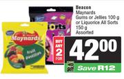 Beacon Maynards Gums Or Jellies 100g Or Liquorice All Sorts 150g-For 2