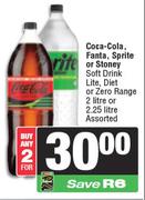 Coca Cola,Fanta,Sprite Or Stoney Soft Drink Lite,diet Or Zero Range-For 2 x 2L Or 2.25L