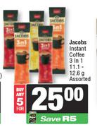 Jacobs Instant Coffee 3 In 1 Assorted-For 5 x 11.1-12.6g