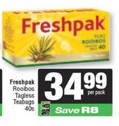 Freshpak Rooibos Tagless Teabags-40s Per Pack