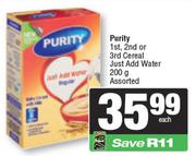 1Purity 1st, 2nd Or 3rd Cereal Just Add Water Assorted-200g