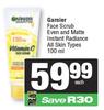 Garnier Face Scrub Even & Matte Instant Radiance All Skin Type-100ml