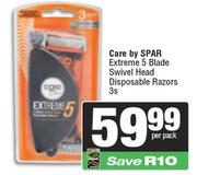 Care By Spar Extreme 5 Blade Swivel Head Disposable Razors-3s Per Pack