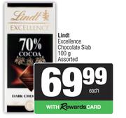 Lindt Excellence Chocolate Slab-100g